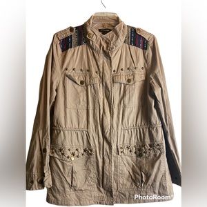 Cecico tan brown santa fe anthro studded cotton utility Jacket ladies large
